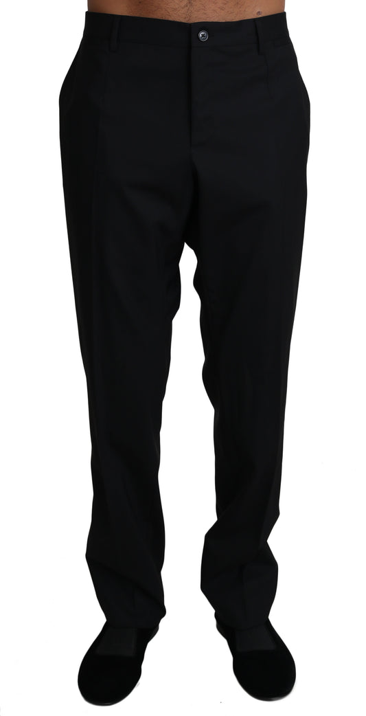 Pantalones formales elegantes de mezcla de lana negros
