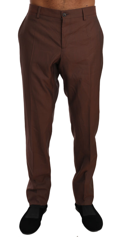 Pantalones formales elegantes de lana y seda marrón