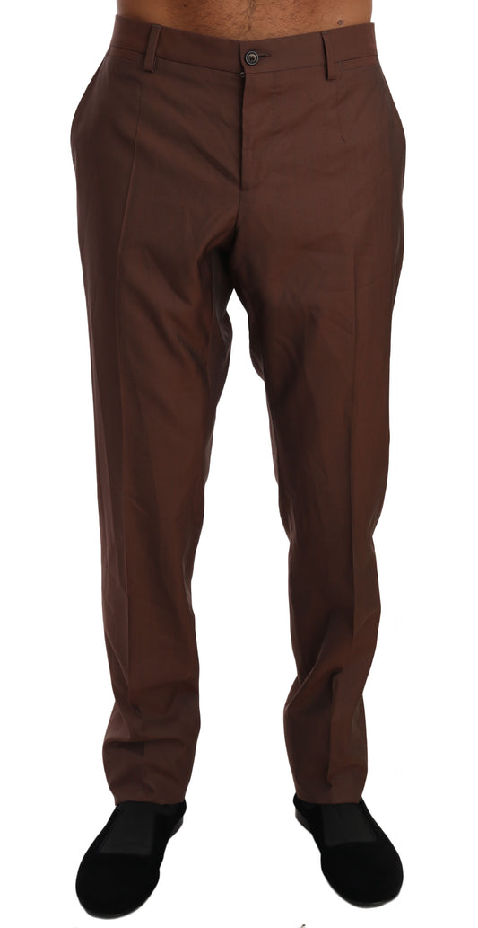 Pantalones formales elegantes de lana y seda marrón