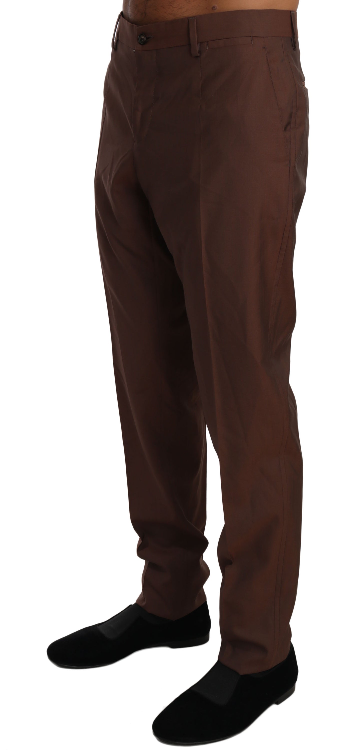 Pantalones formales elegantes de lana y seda marrón
