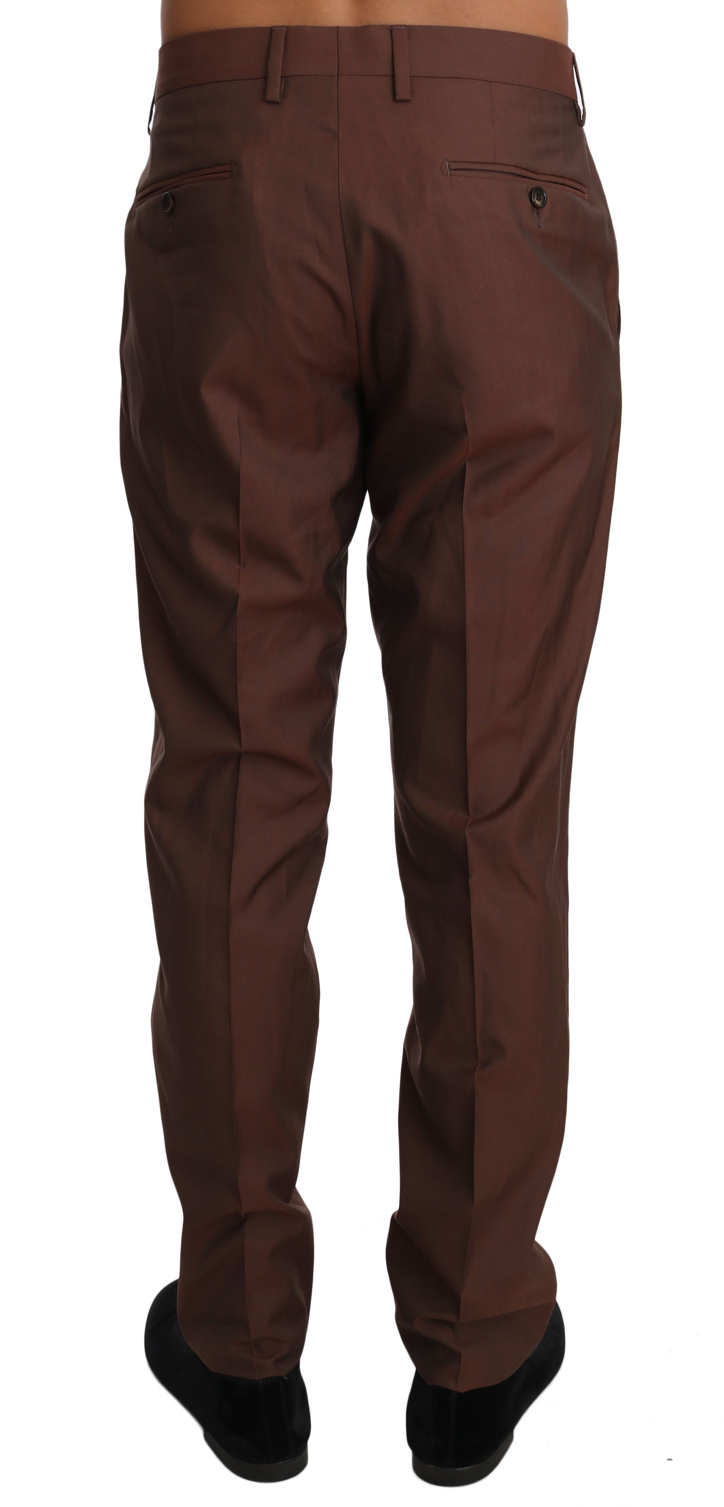 Pantalones formales elegantes de lana y seda marrón