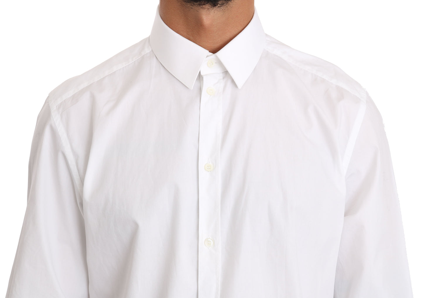 Camisa de vestir elegante de corte entallado en blanco puro