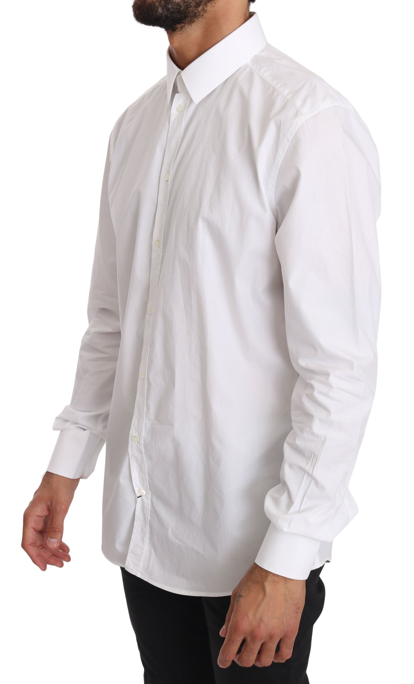 Camisa de vestir elegante de corte entallado en blanco puro