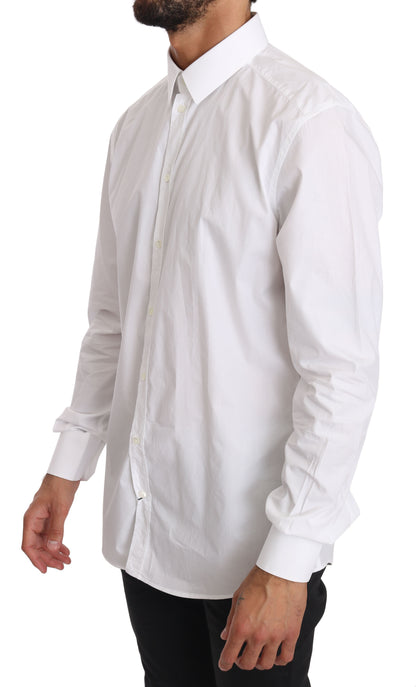 Camisa de vestir elegante de corte entallado en blanco puro