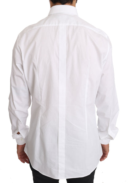 Camisa de vestir elegante de corte entallado en blanco puro