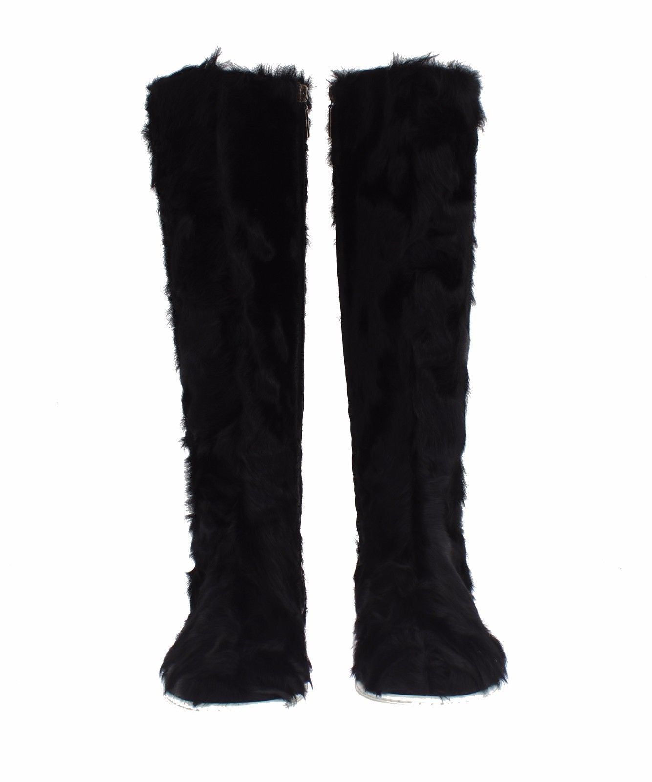 Botas planas elegantes de piel de color negro