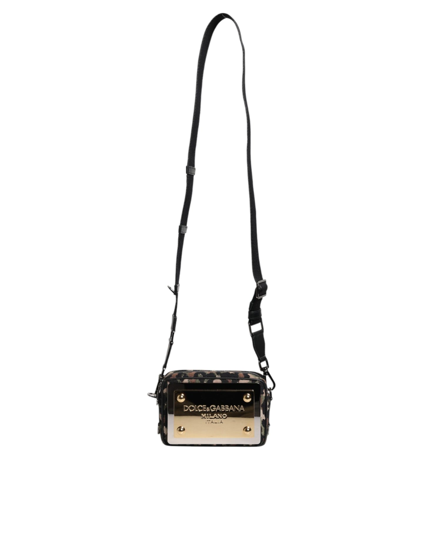 Bolso bandolera con estampado de leopardo y logotipo DG en jacquard multicolor
