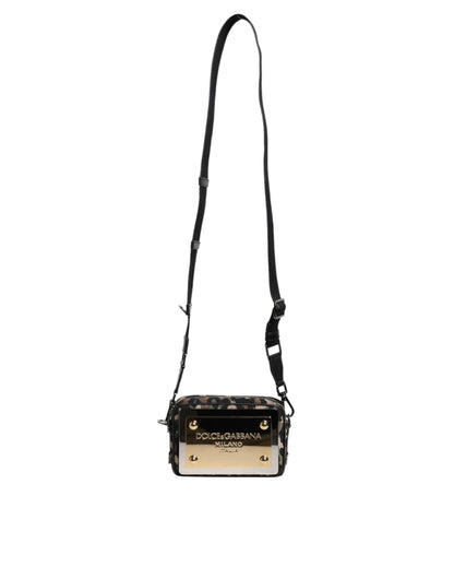 Bolso bandolera con estampado de leopardo y logotipo DG en jacquard multicolor