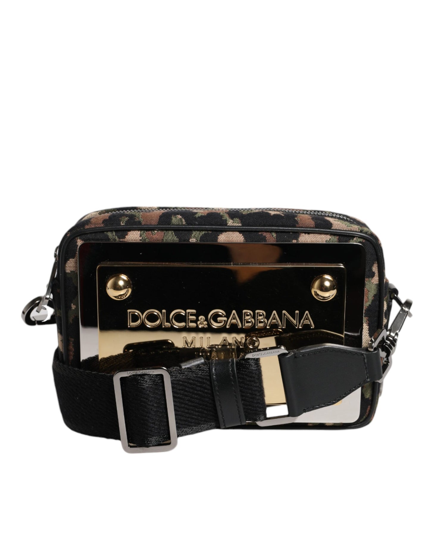 Bolso bandolera con estampado de leopardo y logotipo DG en jacquard multicolor