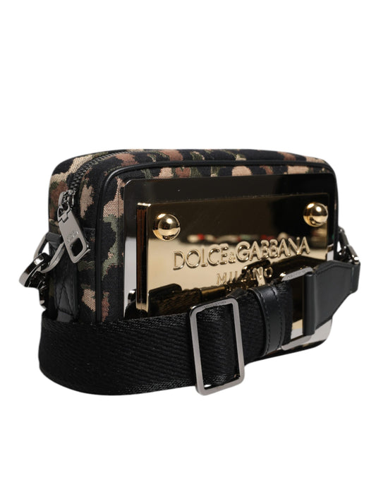 Bolso bandolera con estampado de leopardo y logotipo DG en jacquard multicolor