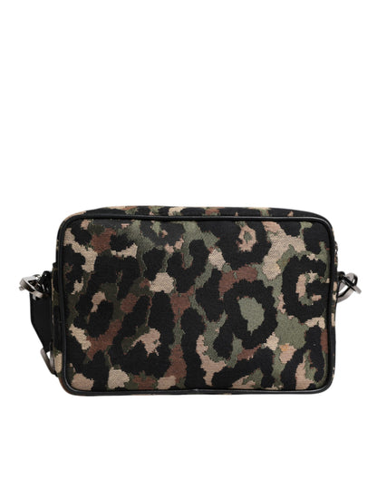 Bolso bandolera con estampado de leopardo y logotipo DG en jacquard multicolor