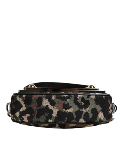 Bolso bandolera con estampado de leopardo y logotipo DG en jacquard multicolor