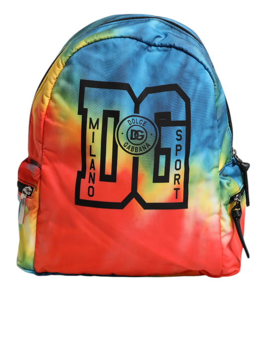 Mochila infantil con estampado de logotipo de nailon teñido anudado multicolor
