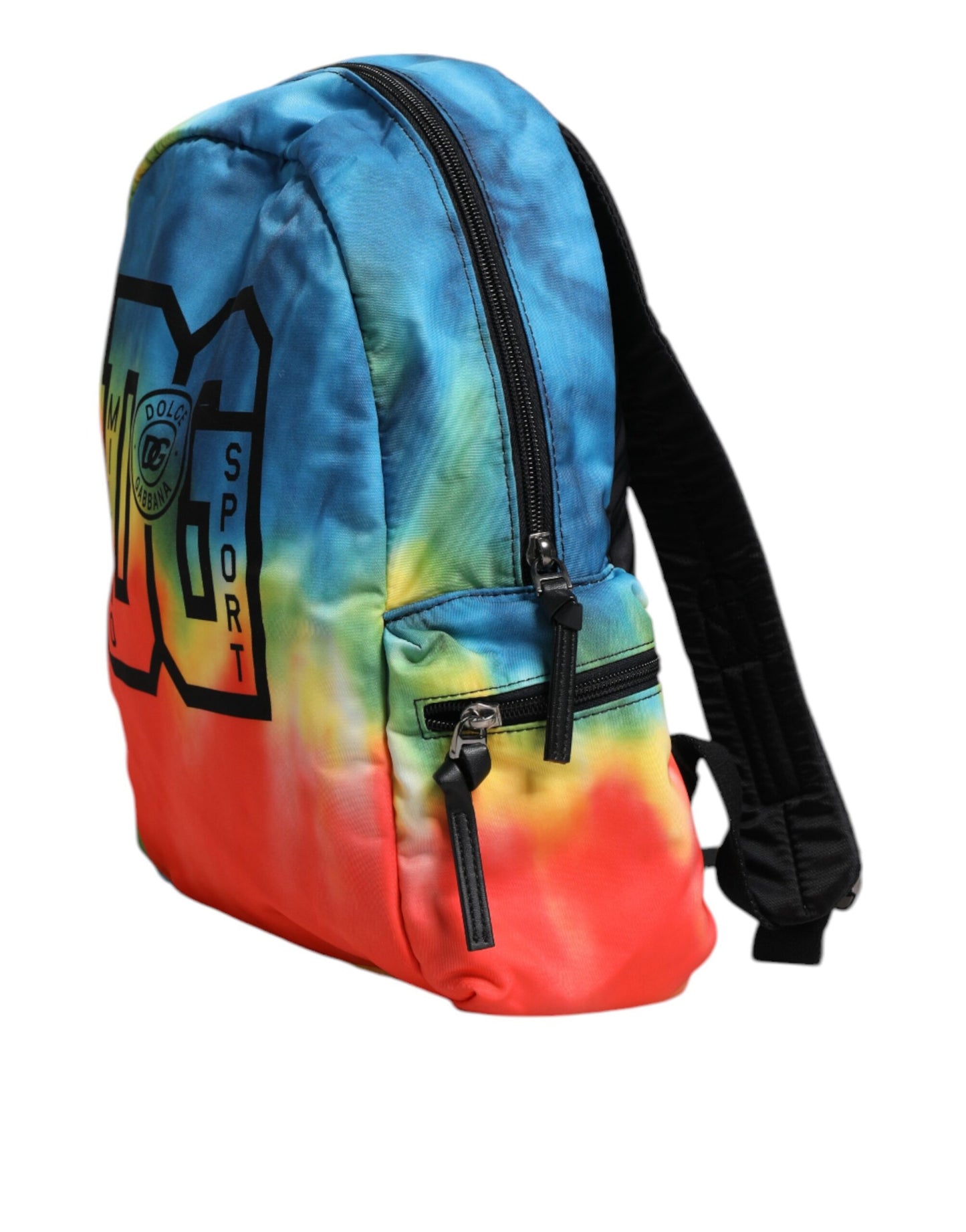 Mochila infantil con estampado de logotipo de nailon teñido anudado multicolor