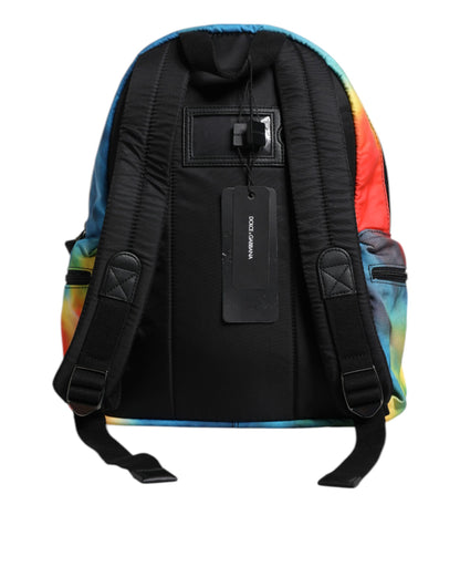 Mochila infantil con estampado de logotipo de nailon teñido anudado multicolor