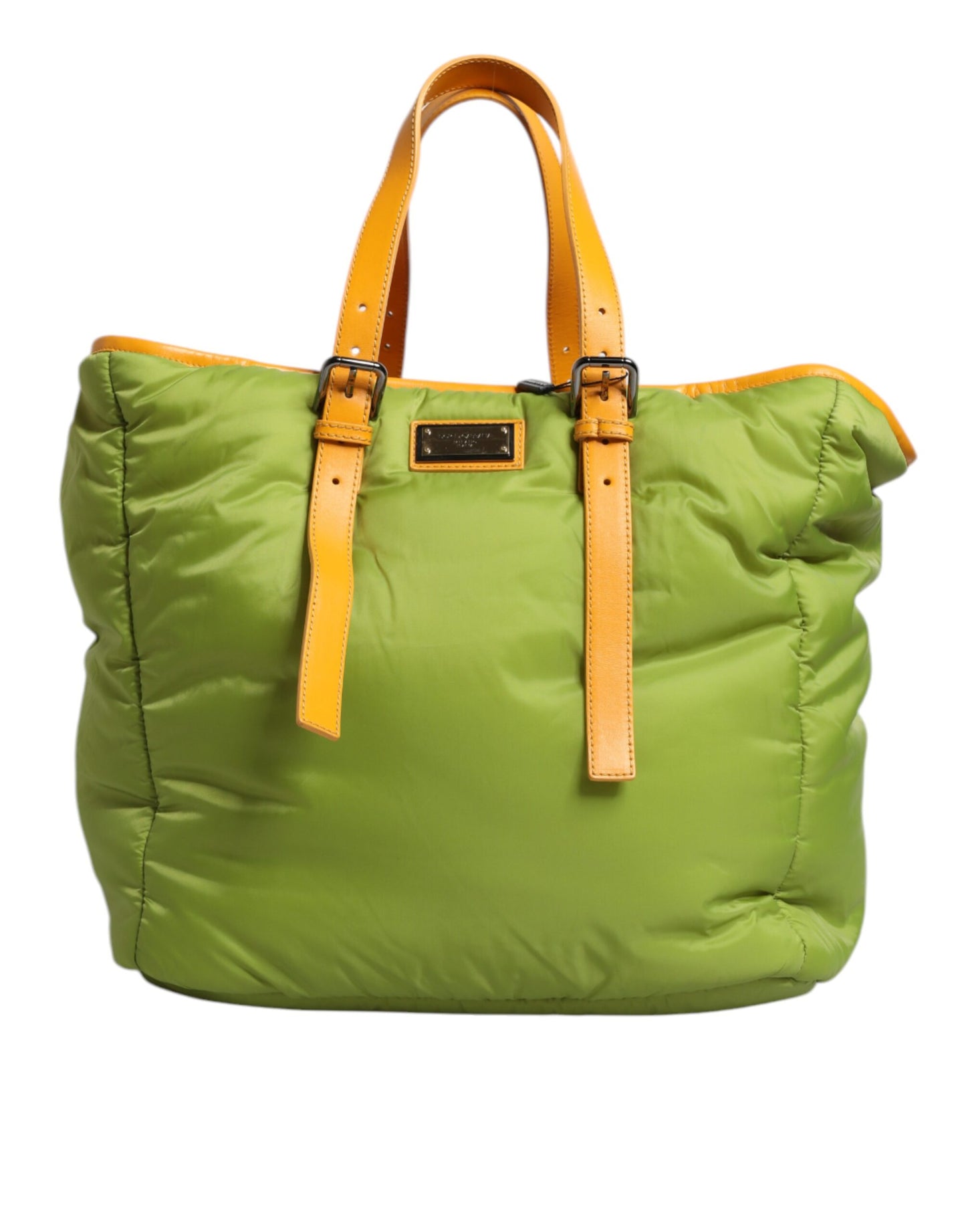 Bolso bandolera acolchado de nailon verde con placa de logotipo