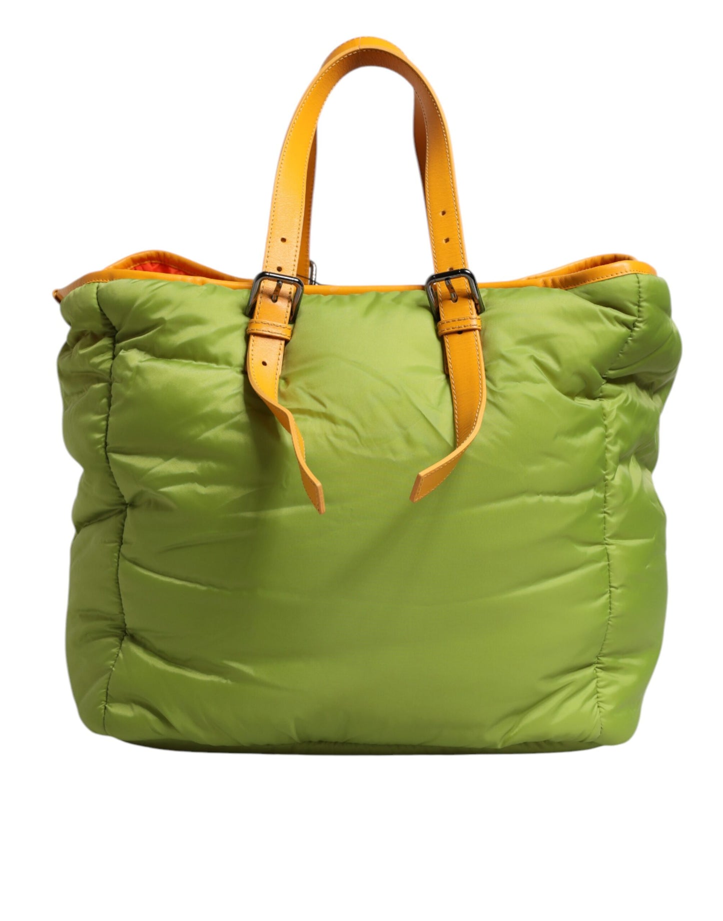 Bolso bandolera acolchado de nailon verde con placa de logotipo