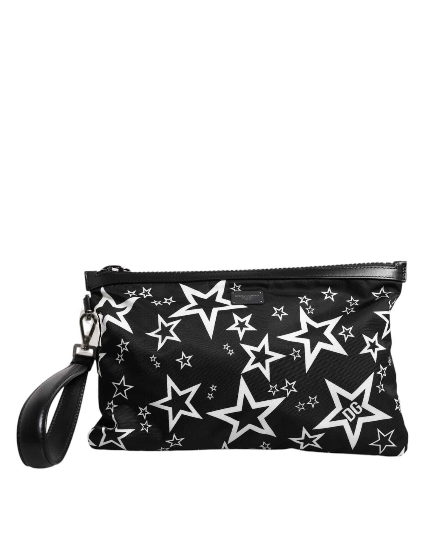 Bolso de mano con estampado de estrellas blancas y negras