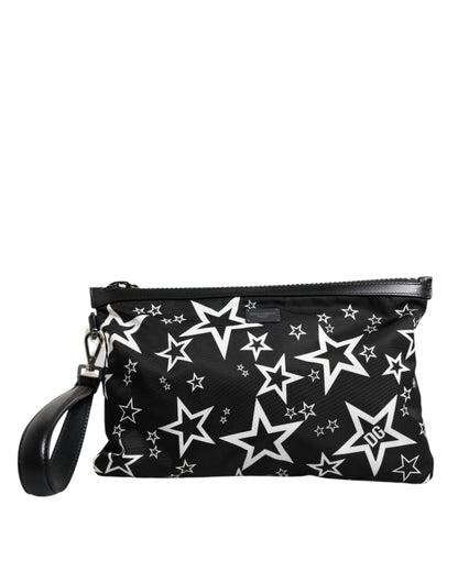 Bolso de mano con estampado de estrellas blancas y negras