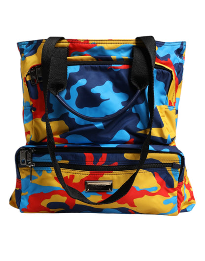 Bolsa de compras de nailon con estampado de camuflaje multicolor