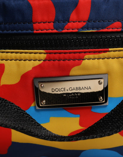 Bolsa de compras de nailon con estampado de camuflaje multicolor