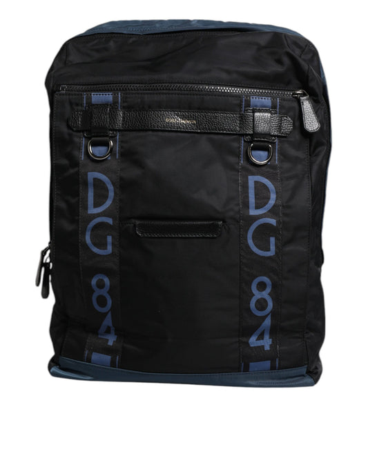 Mochila escolar de nailon negra con logotipo DG