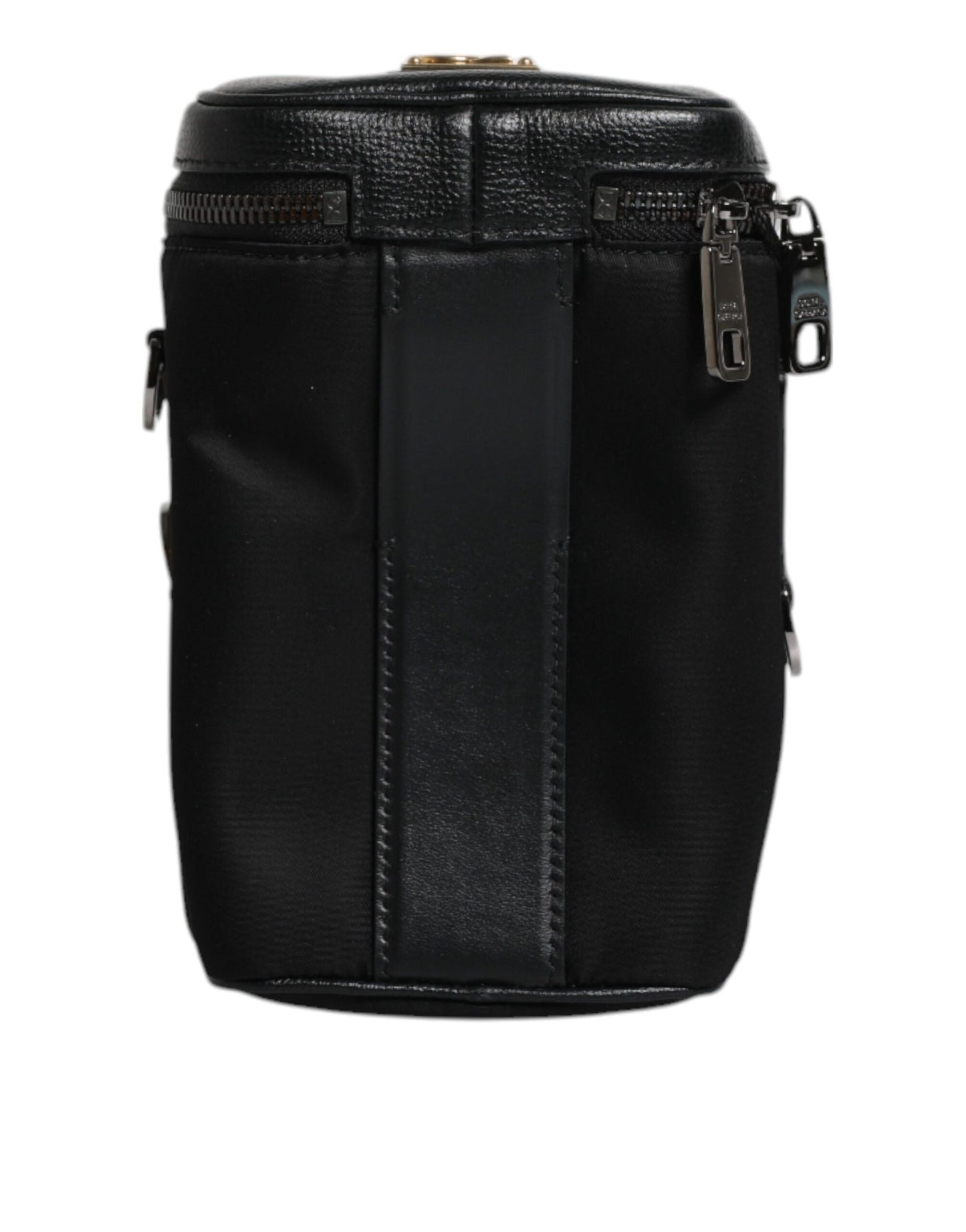 Bolso bandolera de cuero negro con logo para cámara