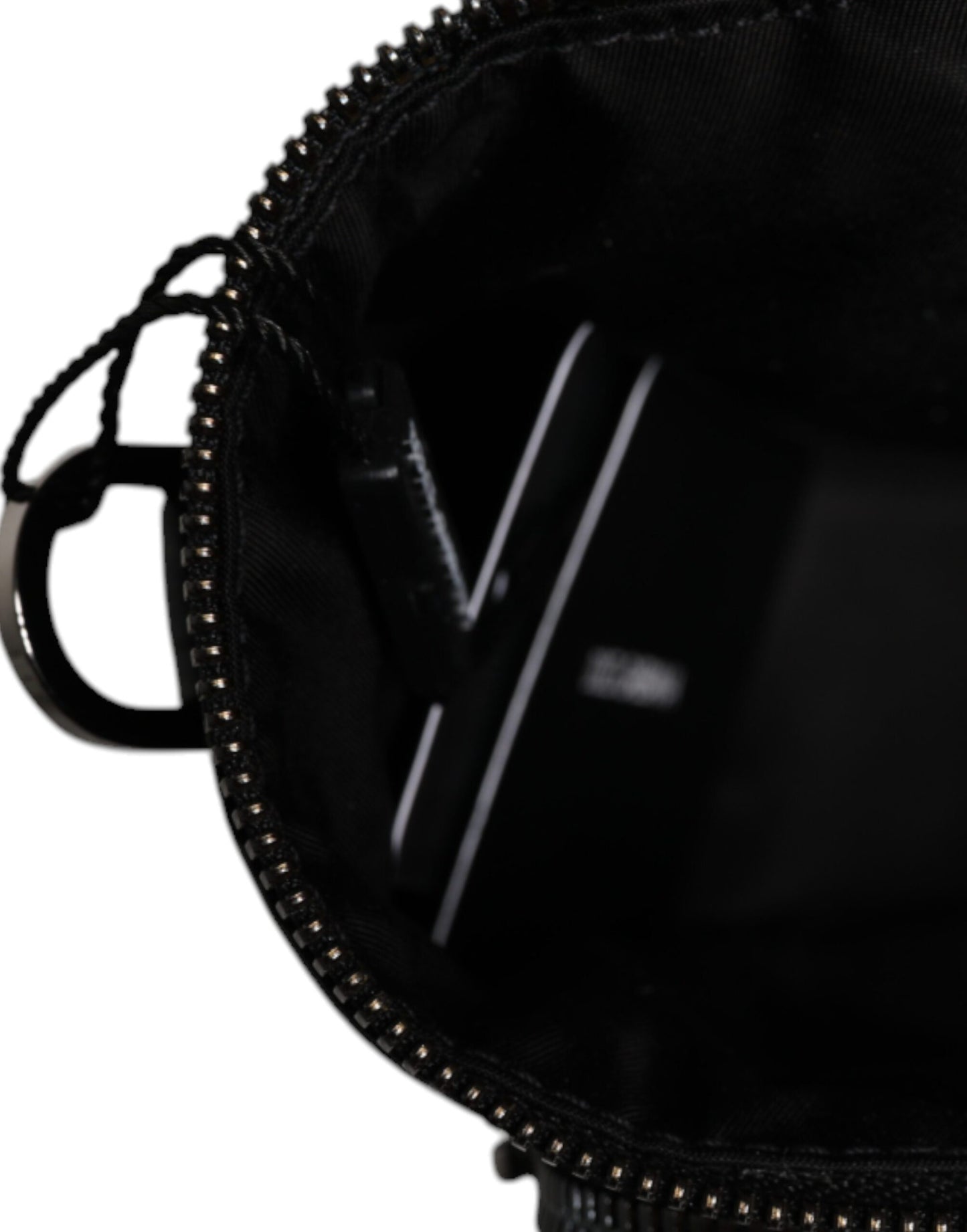 Bolso bandolera de cuero negro con logo para cámara