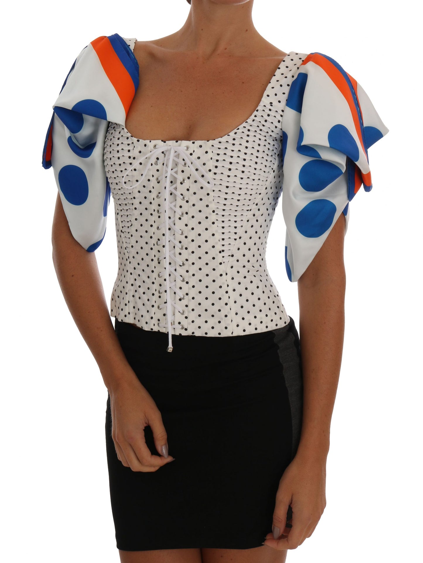 Elegante top bustier de lunares