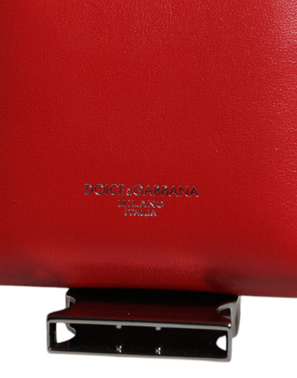 Tarjetero de cuero rojo con cremallera y logo, con correa ancha (copia)