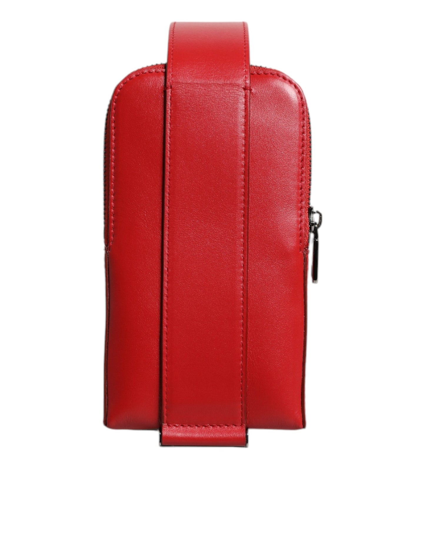 Tarjetero de cuero rojo con cremallera y logo, con correa ancha (copia)