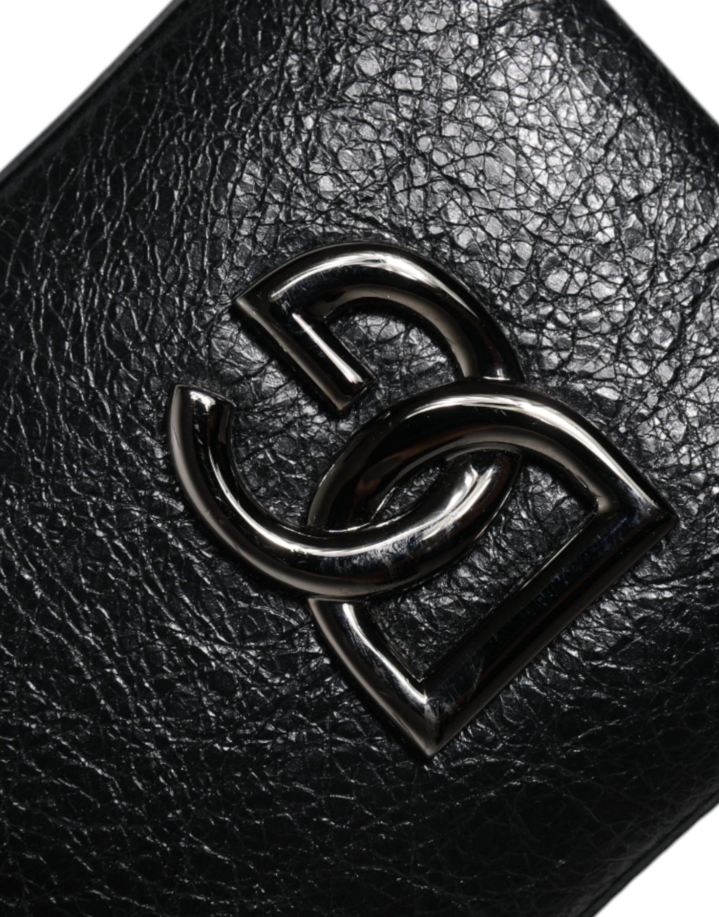 Bolso bandolera de cuero negro con cadena para teléfono