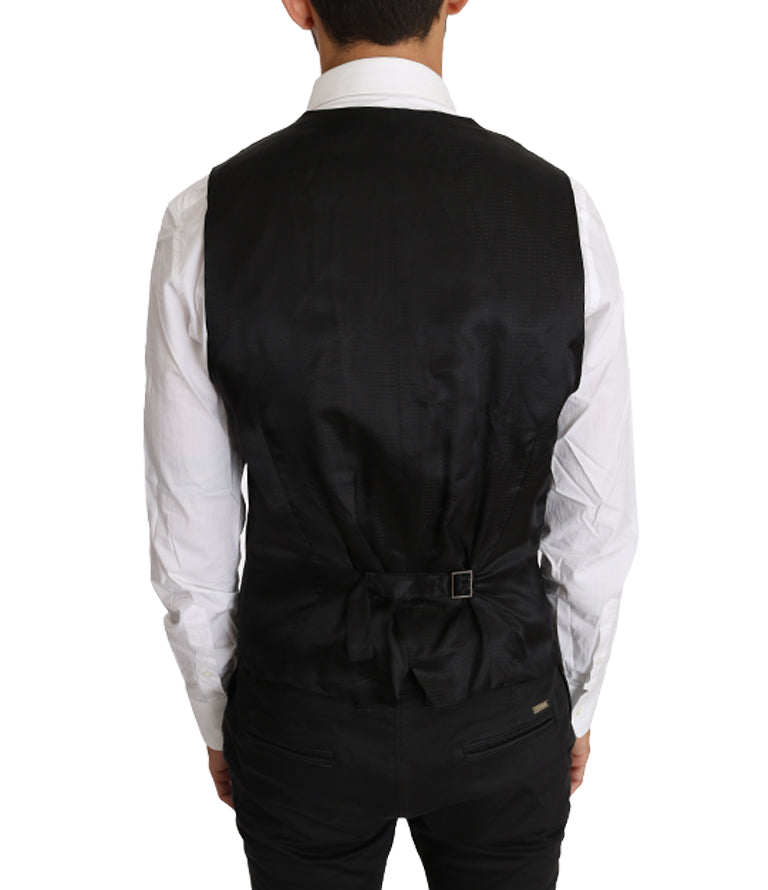 Chaleco elegante de lana gris de corte entallado