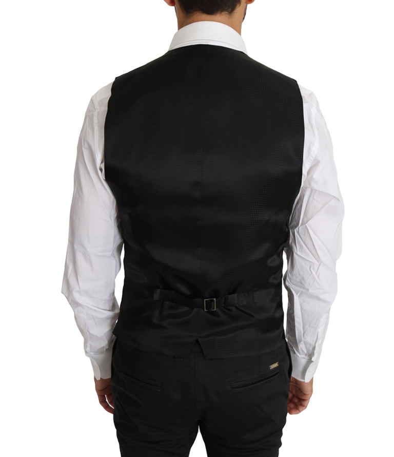 Chaleco formal elegante de lana y seda negra