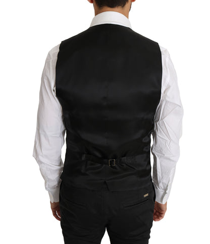 Chaleco formal elegante de lana y seda negra