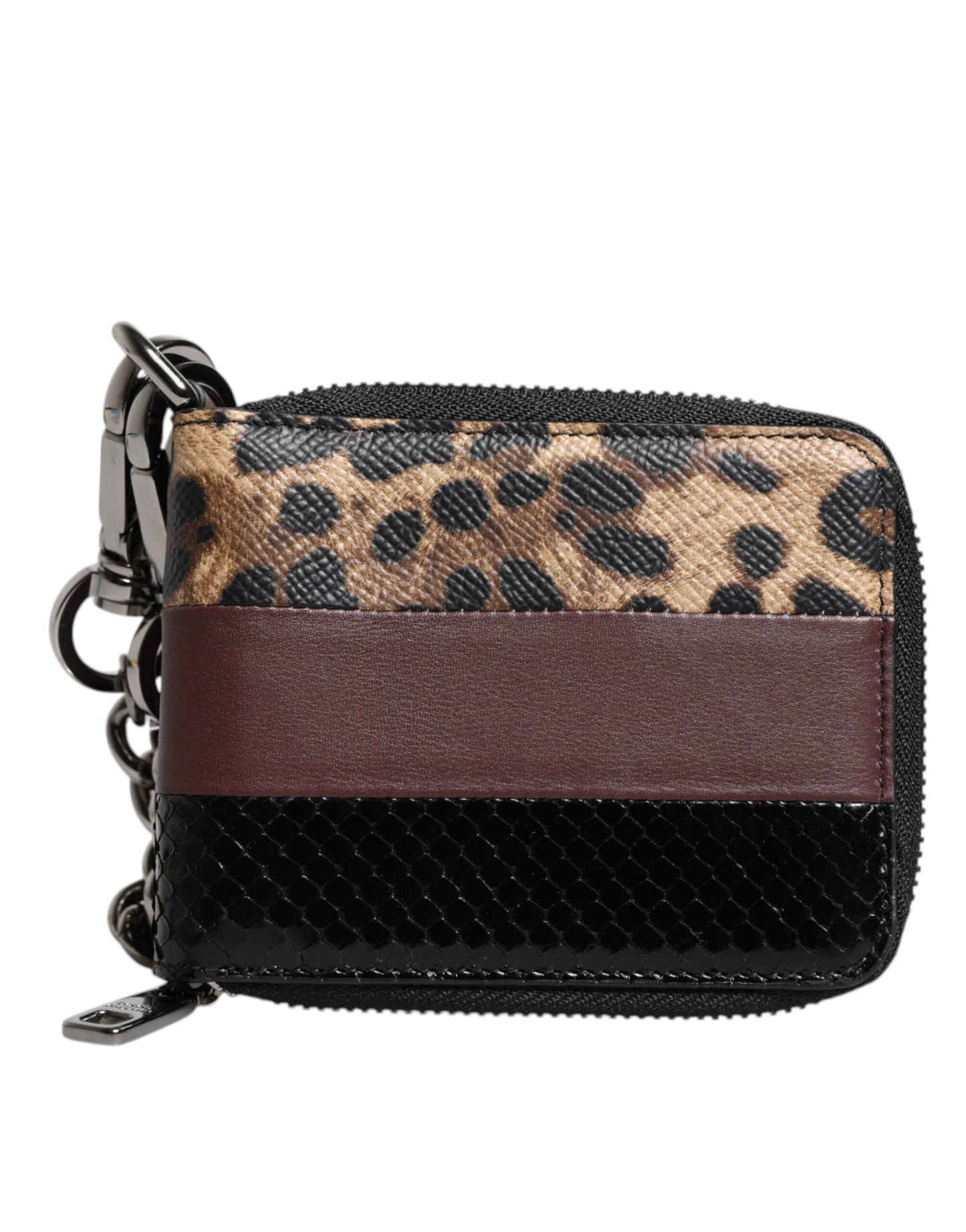 Cartera porta tarjetas plegable DG de piel de leopardo multicolor