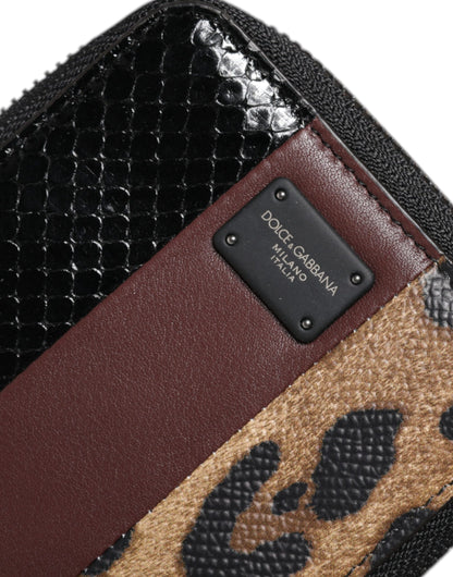 Cartera porta tarjetas plegable DG de piel de leopardo multicolor