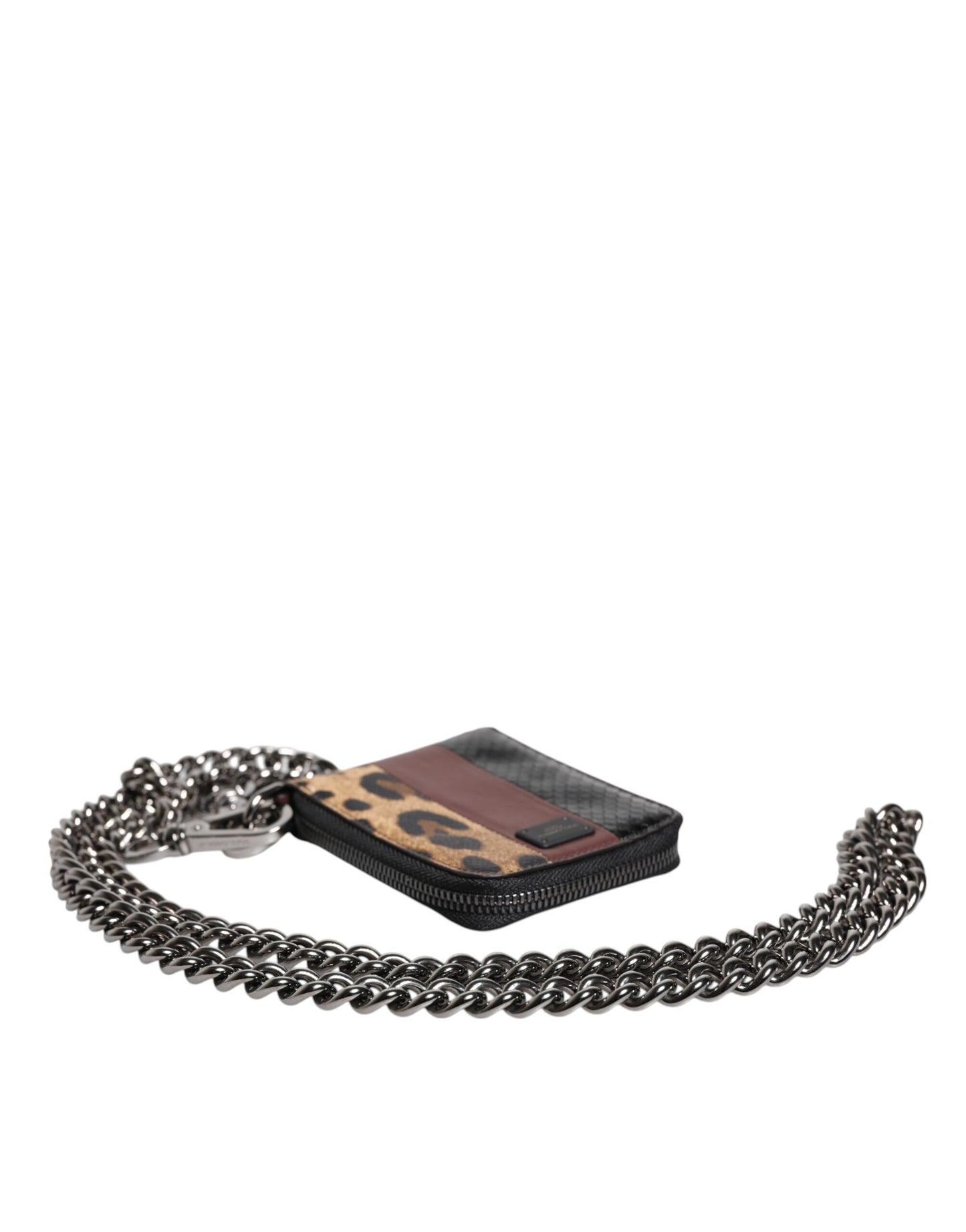 Cartera porta tarjetas plegable DG de piel de leopardo multicolor