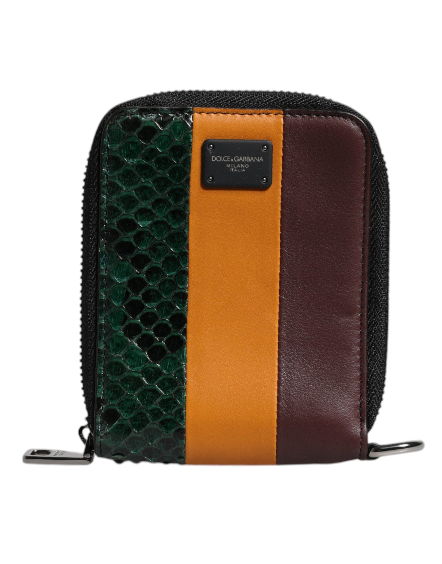 Cartera porta tarjetas plegable DG de piel exótica multicolor
