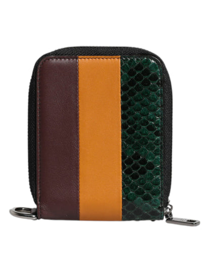 Cartera porta tarjetas plegable DG de piel exótica multicolor