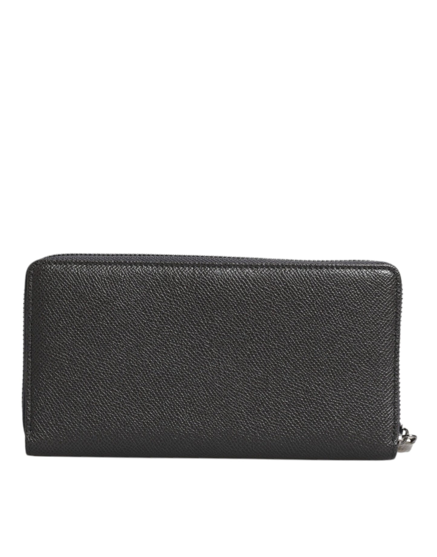 Cartera continental de cuero gris oscuro con cremallera y logotipo DG