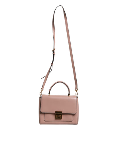 Bolso bandolera MINDY de piel rosa con placa del logotipo