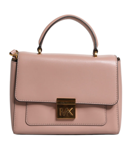 Bolso bandolera MINDY de piel rosa con placa del logotipo