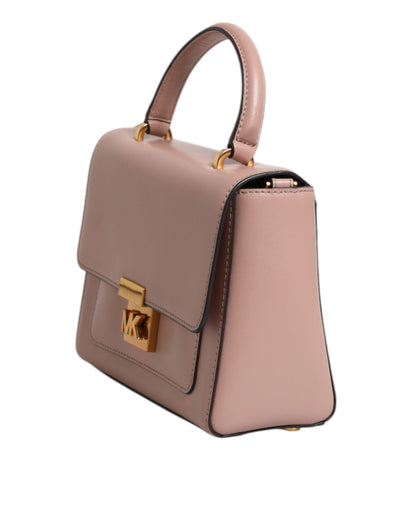 Bolso bandolera MINDY de piel rosa con placa del logotipo