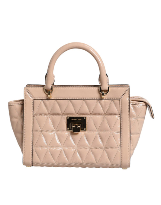 Bolso bandolera VIVIANNE de piel acolchada con logotipo en color melocotón