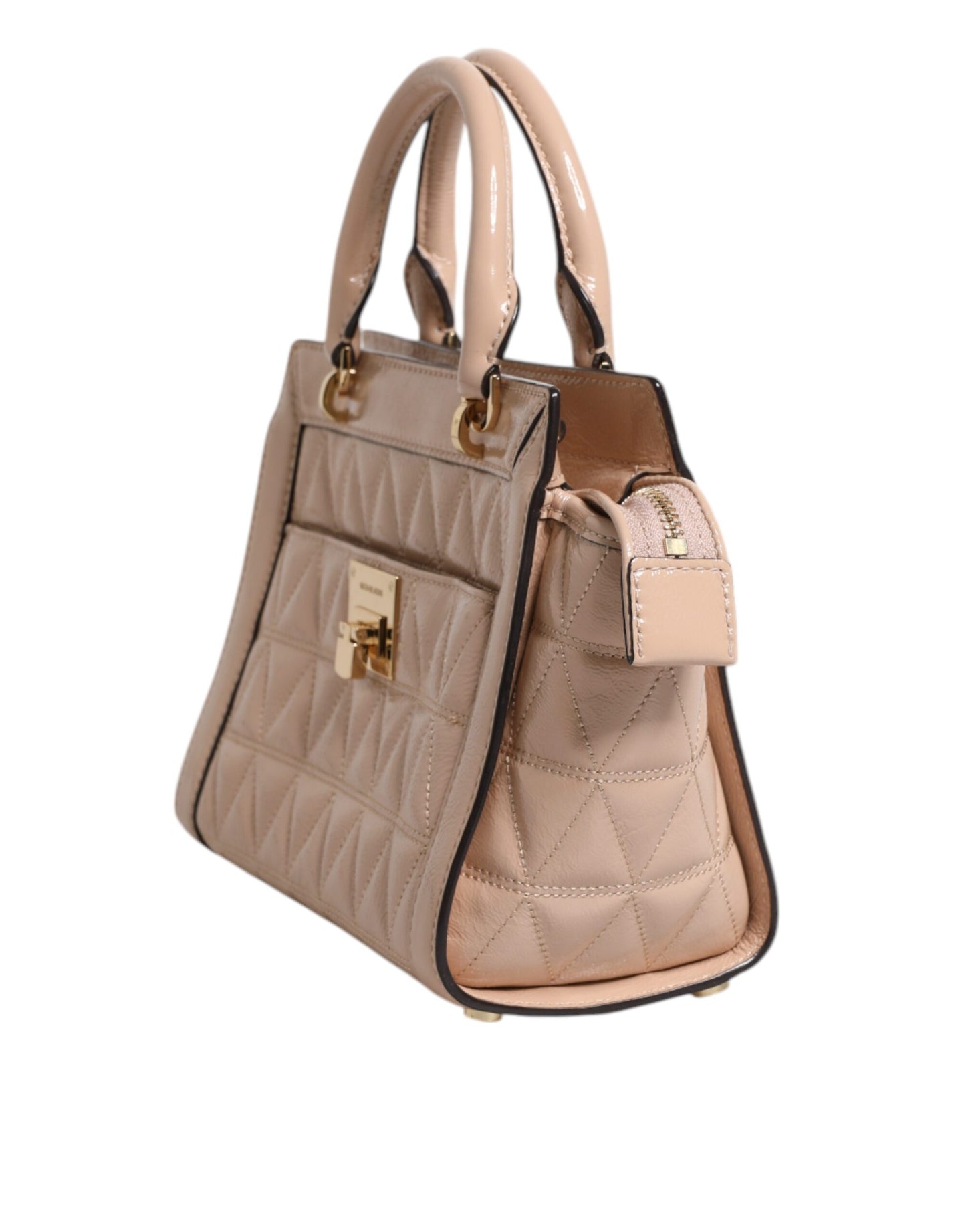 Bolso bandolera VIVIANNE de piel acolchada con logotipo en color melocotón
