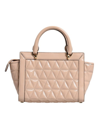Bolso bandolera VIVIANNE de piel acolchada con logotipo en color melocotón