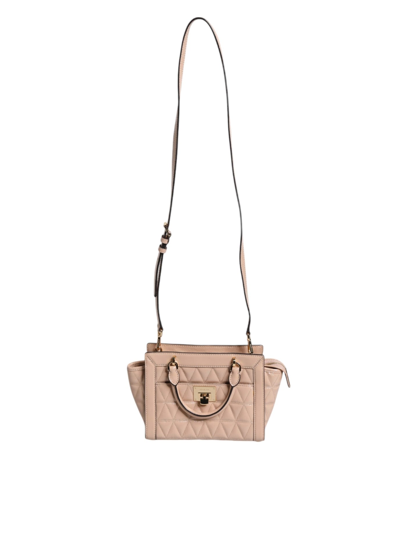 Bolso bandolera VIVIANNE de piel acolchada con logotipo en color melocotón