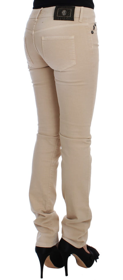Vaqueros ajustados elásticos de algodón beige