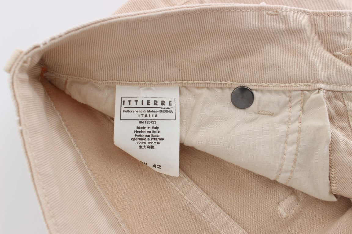 Vaqueros ajustados elásticos de algodón beige